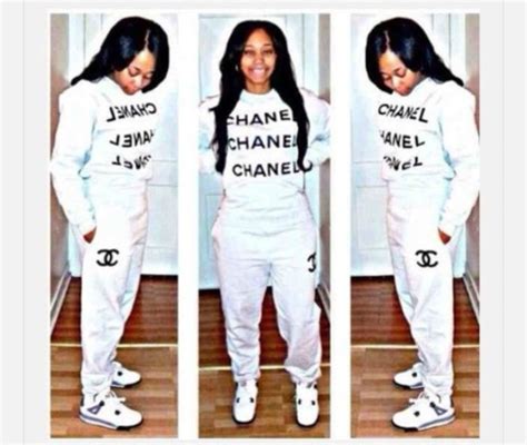 chanel pajamas blue|chanel sweatpants black and white.